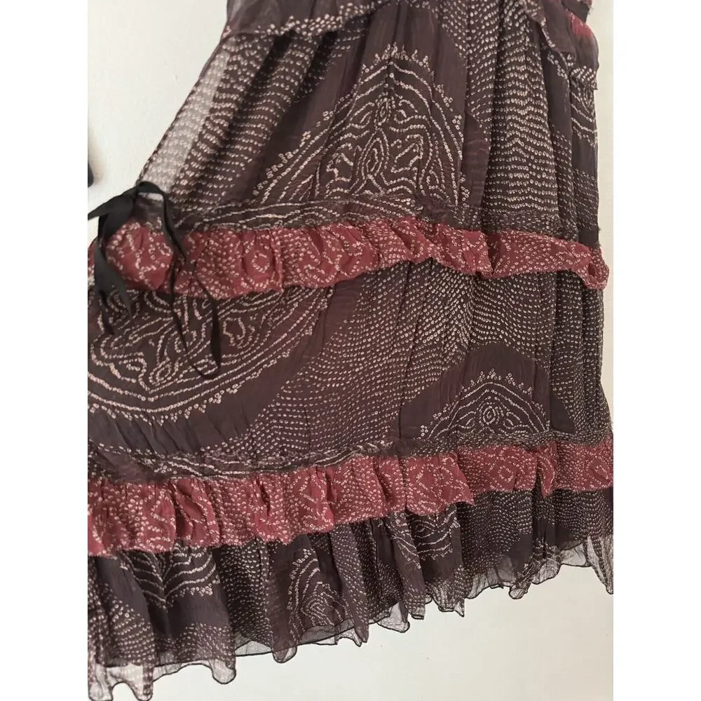 Ulla Johnson Agathe Ruffled Tiered Silk Strappy Knee Length Dress Size 8 - Picture 5 of 8